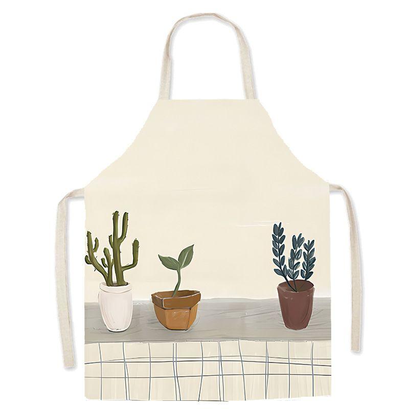 

Nordic Style Sleeveless Apron Linen Home Kitchen Quiet Year Series Kindergarten Painting Waist-Circling Parent-Child Clothing 55X68cm