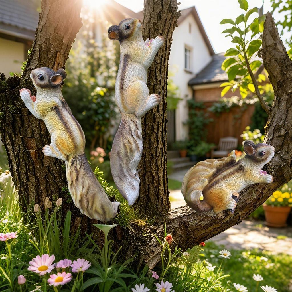 Squirrel Statue Figurine Resin Animal Ornament Garden Accessory Creative Hanging Easy to Install