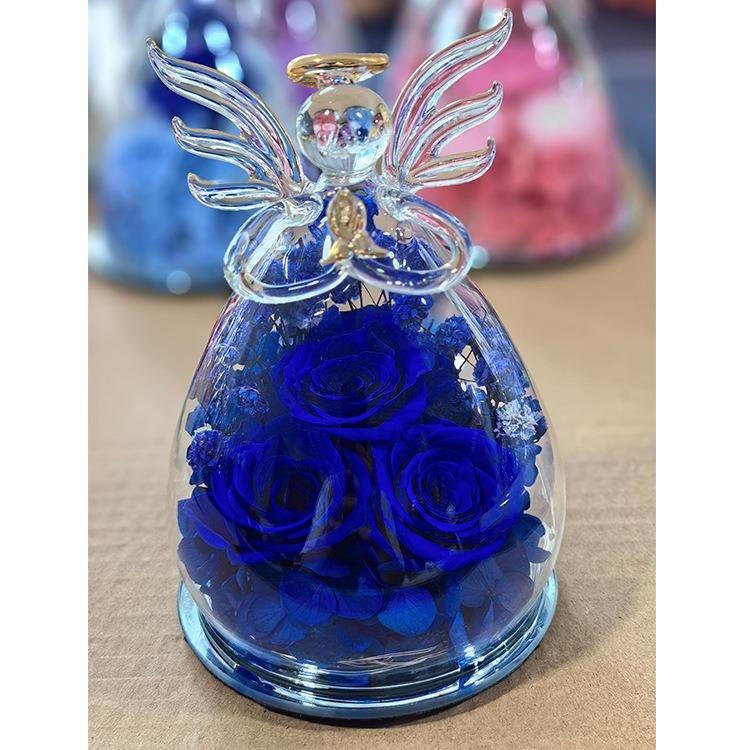 Preserved Rose Forever Flower in Glass Angel Figurines, Flowers for Delivery, Gifts for Mom Birthday Gifts for Women Mom Grandma Wife Friends