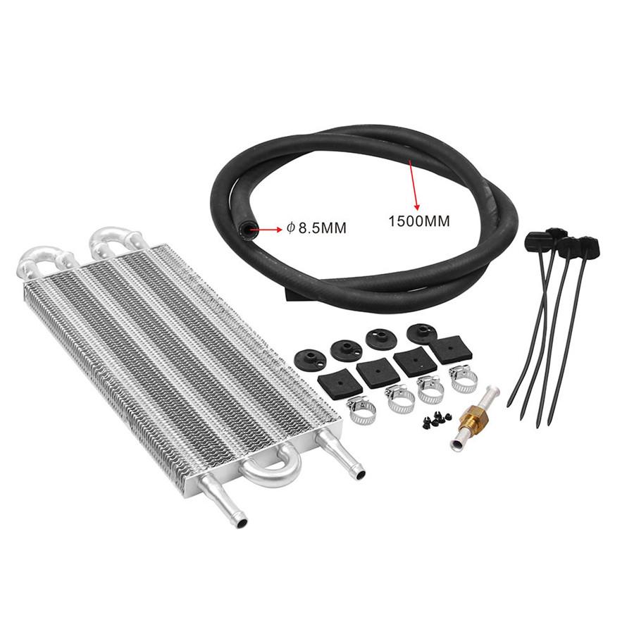 Radiator Remote Aluminum Transmission Oil Cooler +Hose/Mounting Kit