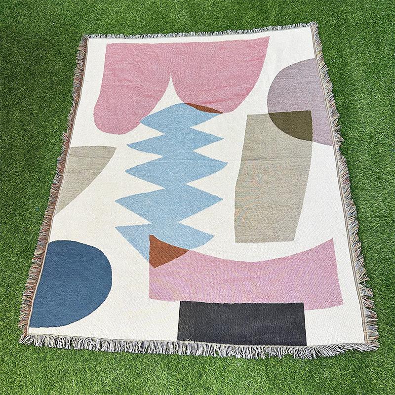 Picnic Blanket Outdoor Camping Blanket Sofa Blanket Multi Functional Line Blanket Wave Line Blanket