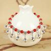 New red rope woven nine bells crystal anklet will ring women's high-end temperament retro hidden silver foot chain