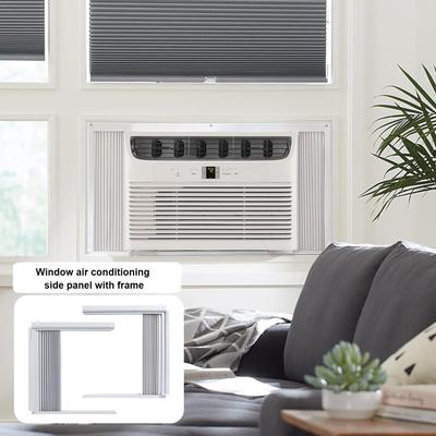 Window Air Conditioner Side Panels with Frame, Room AC Accordion Filler Curtain Kit Replacement Adjustable Removable Frame