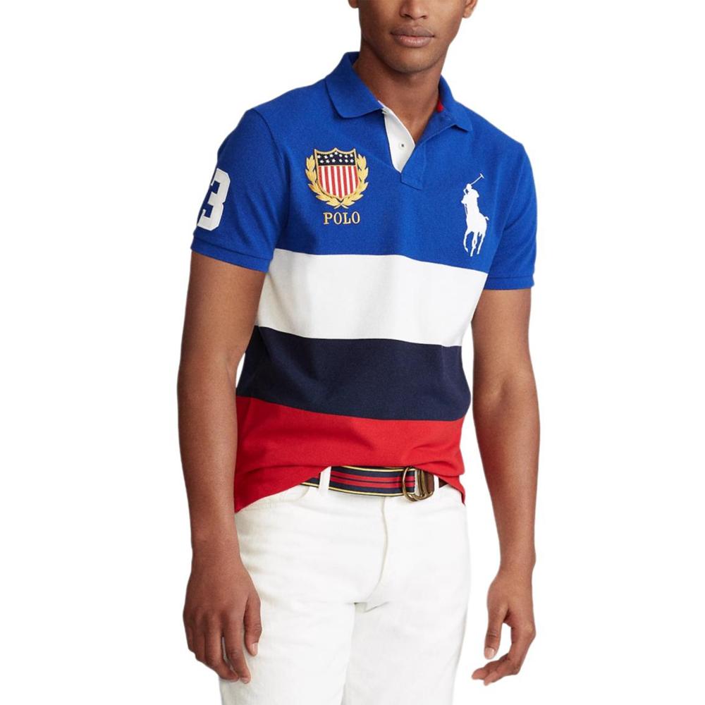 Polo Ralph Lauren Color Block Zahlenlogo Big Pony Logo Poloshirt Herren Poloshirts Blau 710800514-001