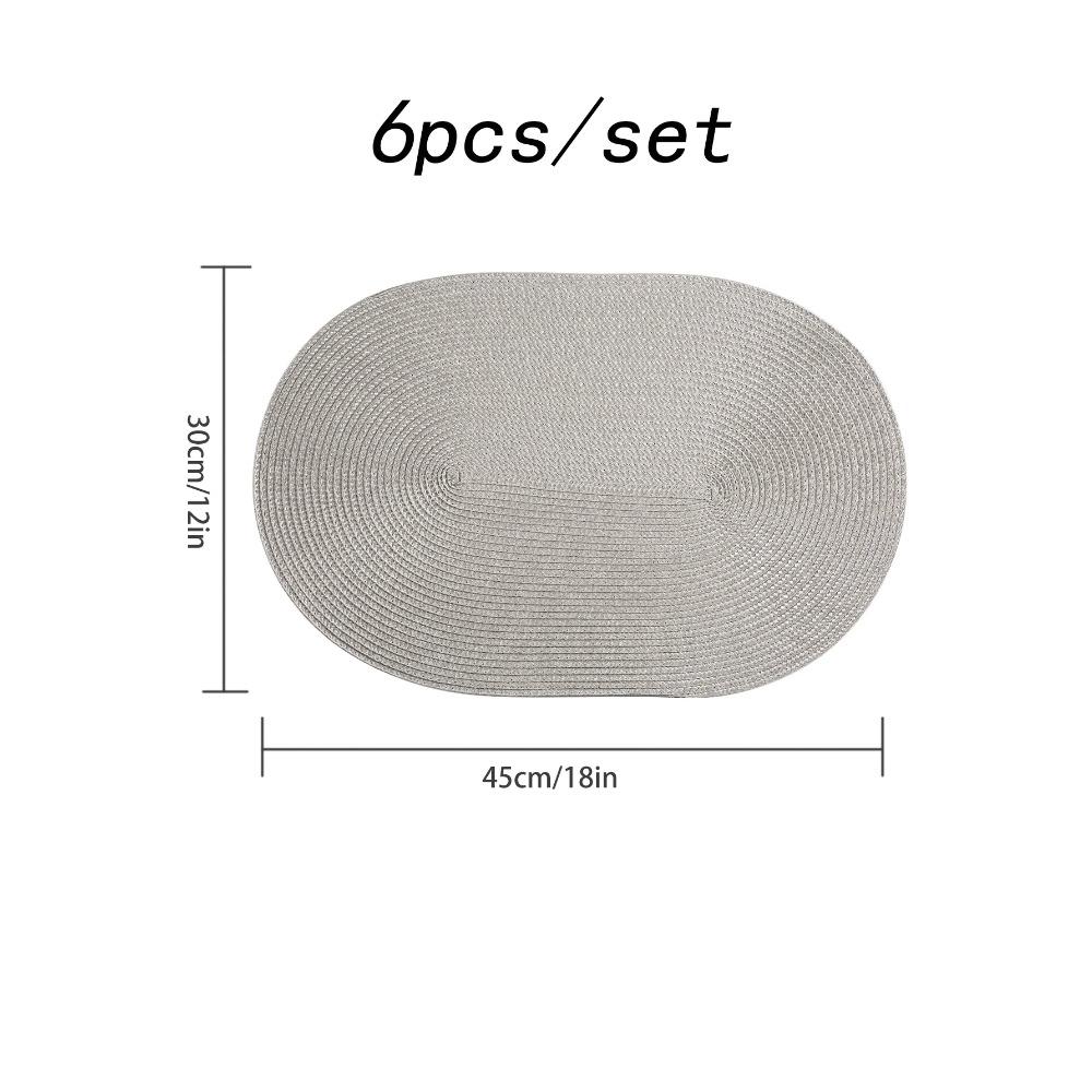 4PCS/6PCS 45x30cm Oval Woven Placemat Nordic Non-slip Coaster Pad Dining Table Mat Tableware Home Kitchen Decor
