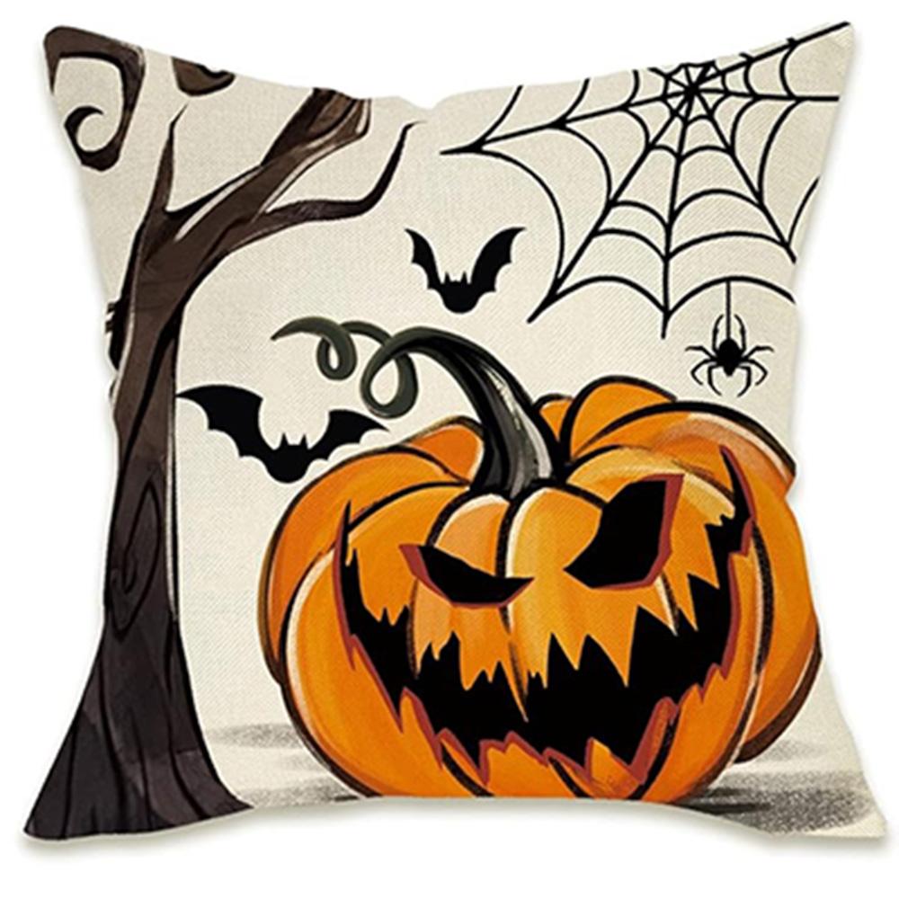 Spooky Halloween Pillow Covers Trick Or Treat, Happy Halloween, And Pumpkin Designs Sofa Cushion Cover