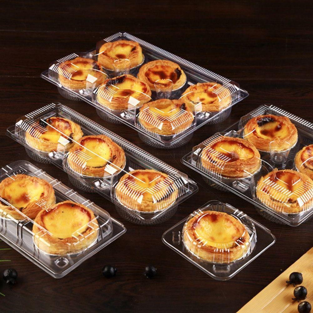 100pcs Disposable Portuguese Egg Tart Paaging Box Plastic Baking Cake Case  Kitchen Cooking Tools