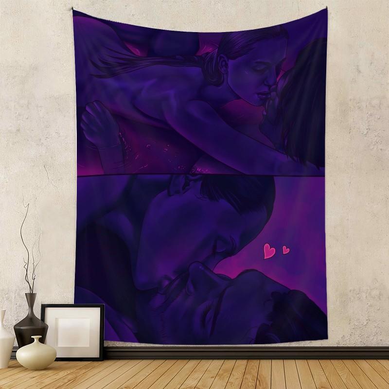 Hippie Neon Tapestry UV Black Light Reaction psychedelic Aesthetics Wall Hanging Bedroom Living Room Dormitory Home Decor 100X70CM