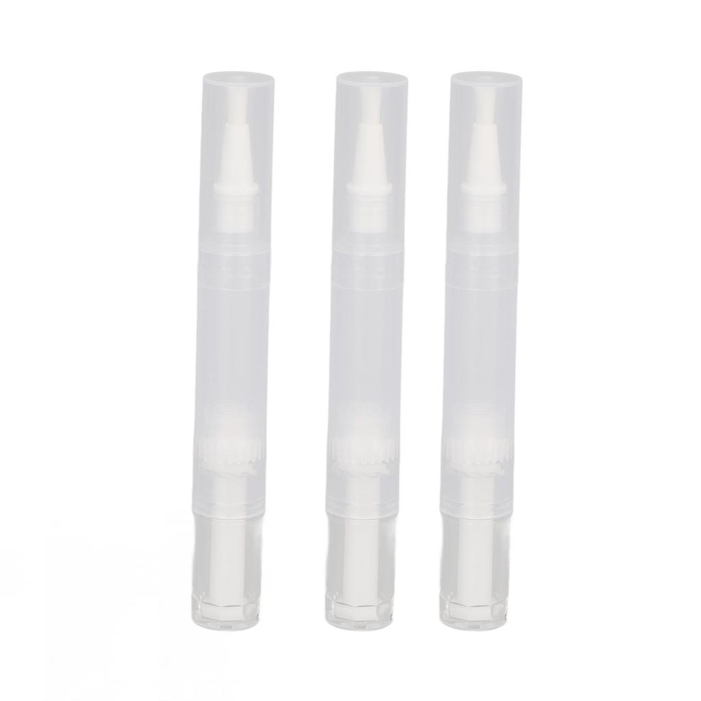 3 Pack Transparent Twist Pens 4.5ml Empty Brush Tip Rotating Reusable Nail Oil Container Applicator for Lip Gloss