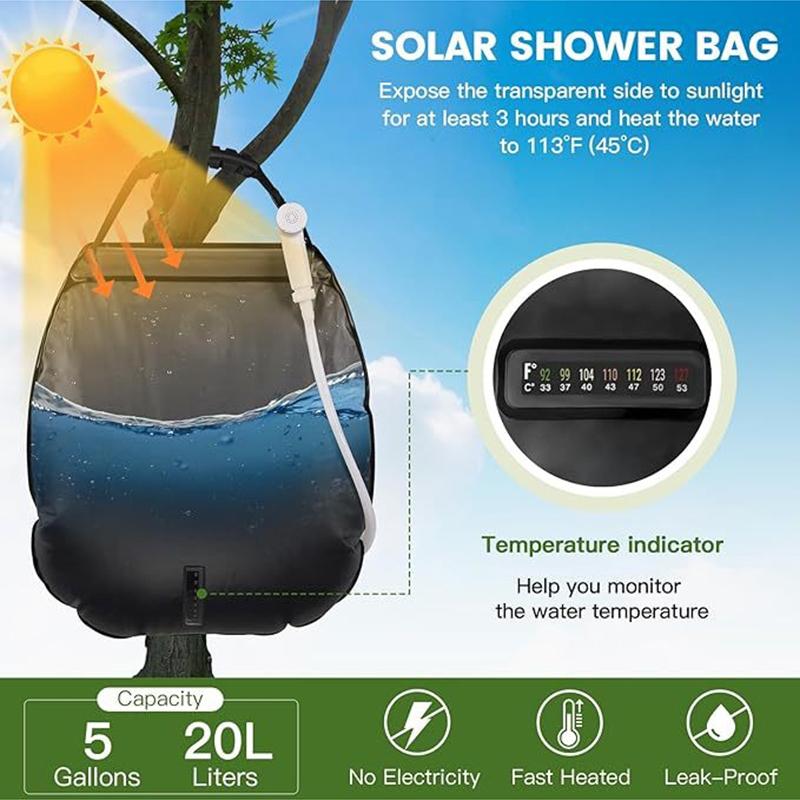 Portable Solar Shower Bag, Large Capacity Foldable Water Bag for Outdoor Camping