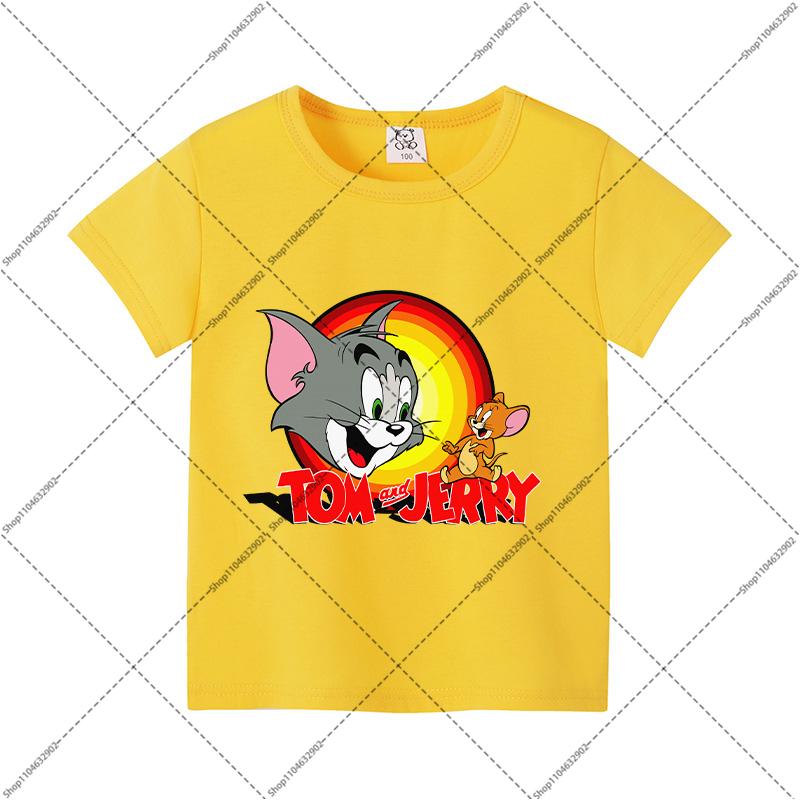 Tom and Jerry Cute T-shirts Cartoon Anime Pattern Printed Short Sleeve Unisex Summer Clothes Comfortable Breathable T-shirt Gift