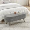 Multifunctional Bench, Soft Chenille, Wood Legs, Wood Frame, 20L Storage Space, 110x40x42cm, for Bedroom, Living Room, Shoe Bench, Hallway, Dark Gray