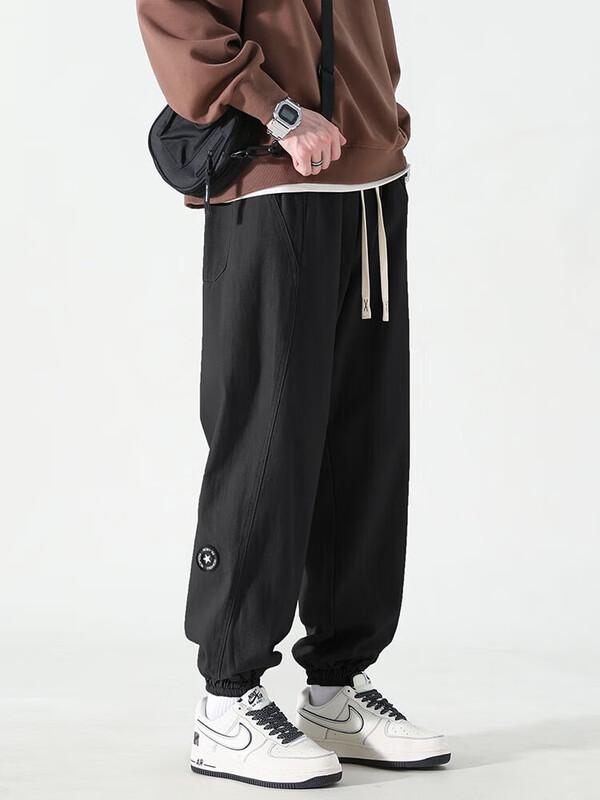 Dingfengbaoluo Men's Japanese Style Loose Fit Workwear Jogger Pants
