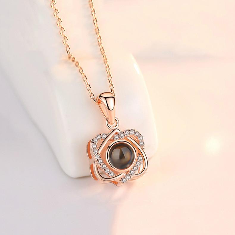 Double Love Heart-shaped Projection I Love You Clavicle Chain Gentle Wind