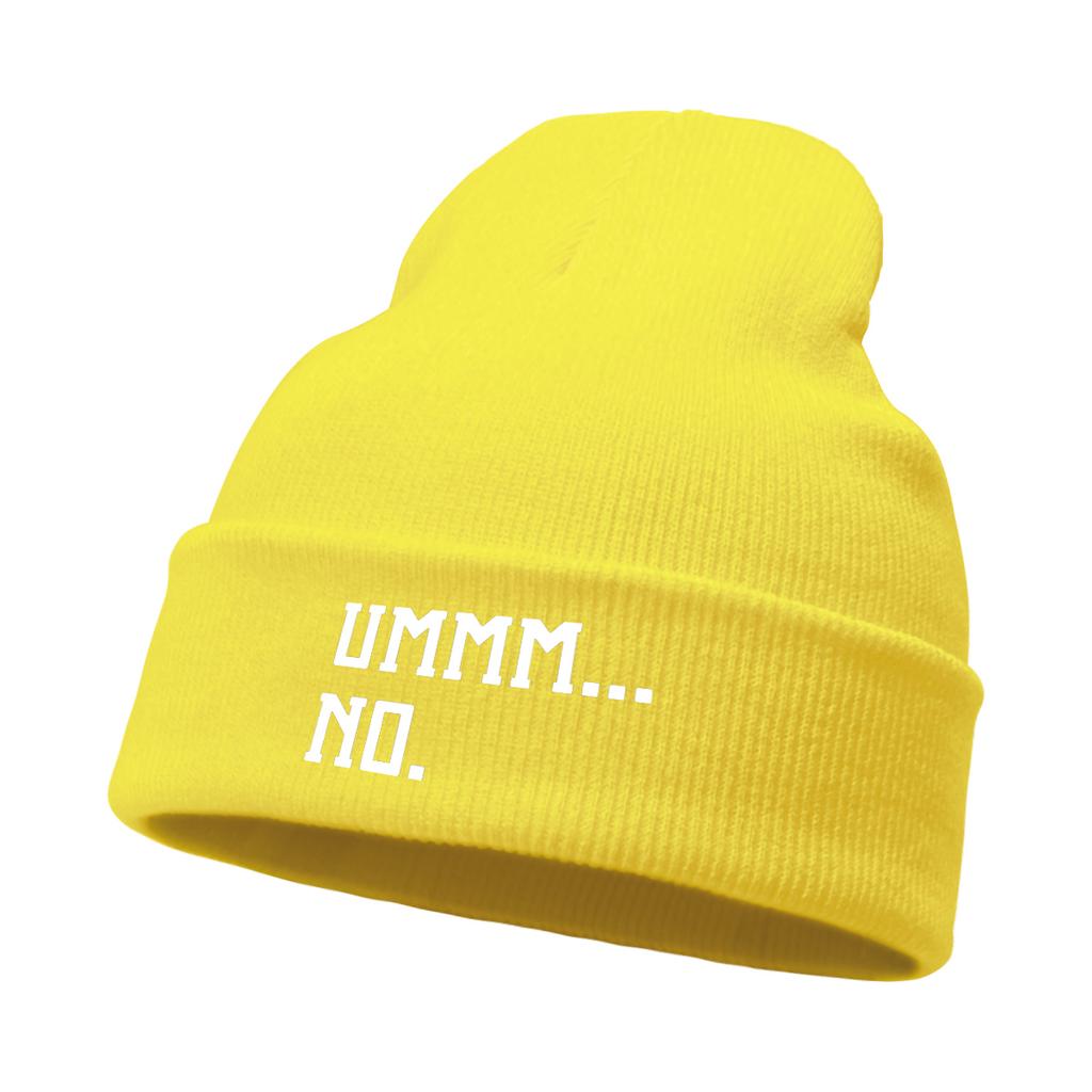 Warm Winter Hats Casual Hat Beanie "UMMM...NO."Print Woman Cap Headwear Soft Knitted Cap Beanie Perfect For Outdoor Sports