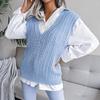 College Casual Loose Knit Vest Fashion Women's Hollow V-neck Sweater