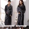 Women's & Men's Coral Fleece Bathrobe - Spring/Autumn, Thick Flannel, Long Couples Robe