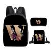 Fashion Novelty Flower letters A-Z 3D Print 3pcs/Set pupil School Bags Laptop Daypack Backpack Inclined shoulder bag Pencil Case