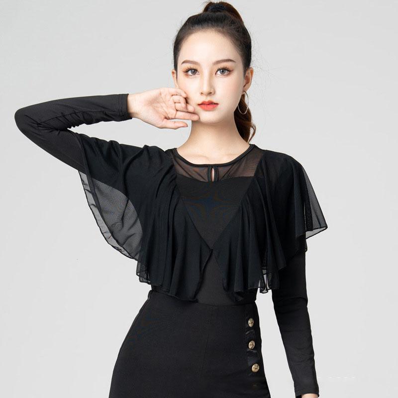 Damen Line Dance Tops Samba Party Latein Shirt Sommer Erwachsene Frauen Tanz Langarm Tops Performance Praxis Kleidung
