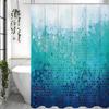 Gradient Blue Modern Geometric Shower Curtain, Bathroom Decorative Shower Curtain, Waterproof Shower Curtain With Hooks