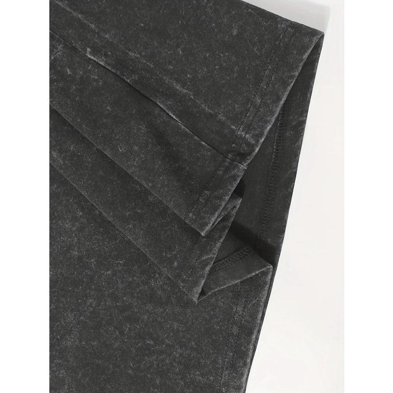 European Size Men's Heavyweight Vintage Washed Cotton T-Shirt - Oversized Y2K Cyberpunk Streetwear with Turquoise Brain & Heart Print,Hip-Hop Shirt