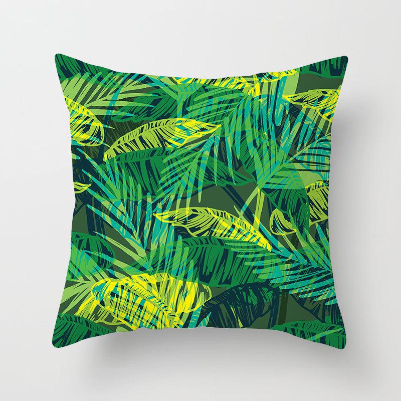 Summer Tropical Floral Cushion Cover Home Decor Office Sofa Pillowcase Green Plant Throw Pillowcase