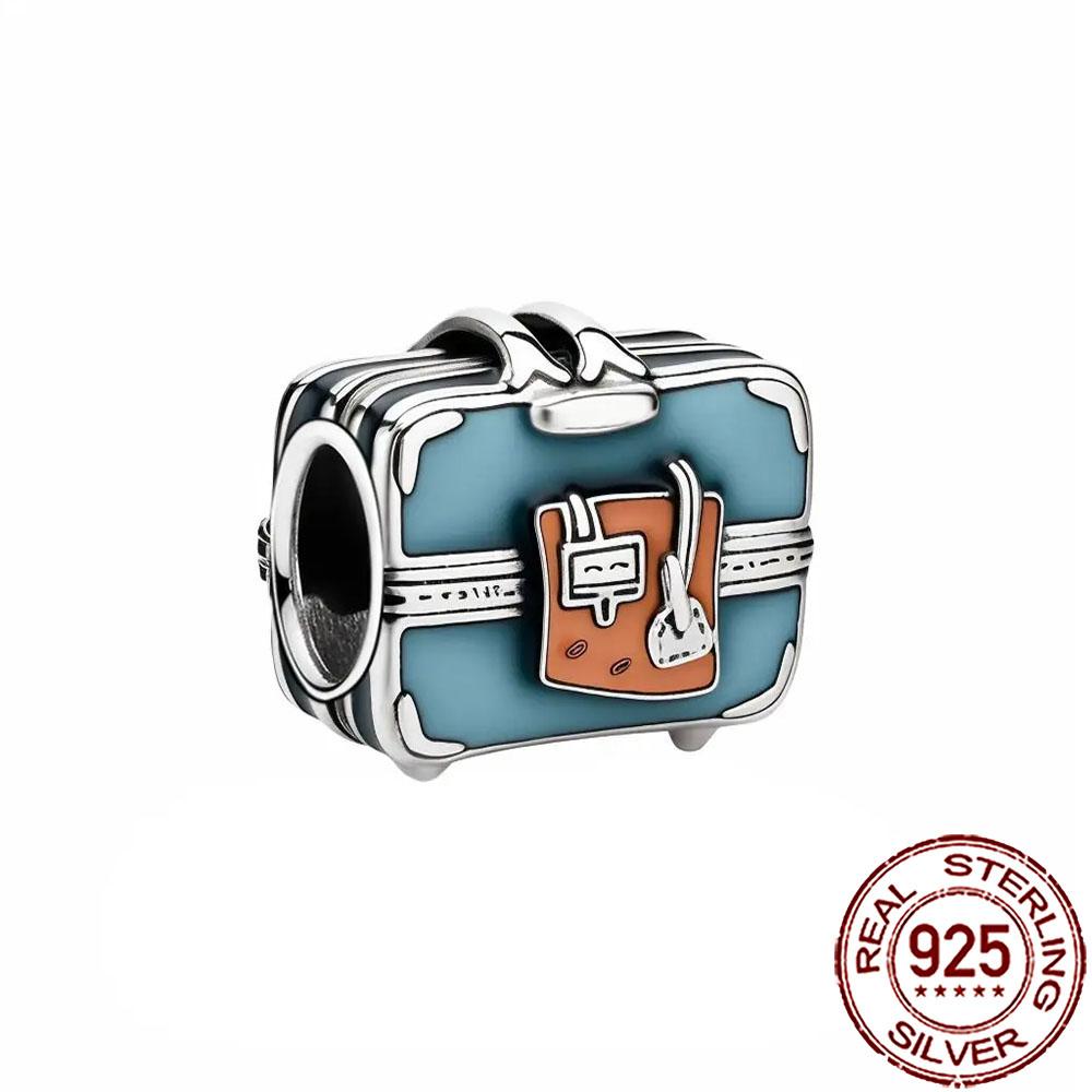 New Charms Copper Airplane Globe Suitcase Air Balloon Travel Beads Fit Original Bracelet Necklace Diy Jewelry