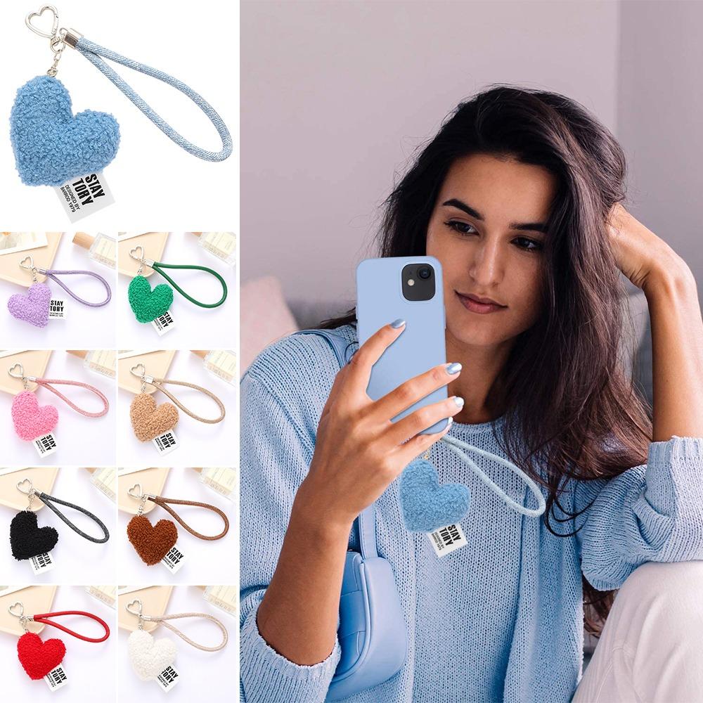 

Plush Bag Pendant Cashmere Mobile Phone Lanyard Cute Keychain Autumn Winter кавовий
