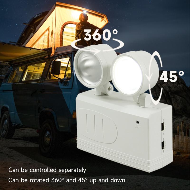 Rotatable Double Head Smart Emergency Light Portable LED Camping Lantern Rechargeable Outdoor Repair Lamps for Power Outage