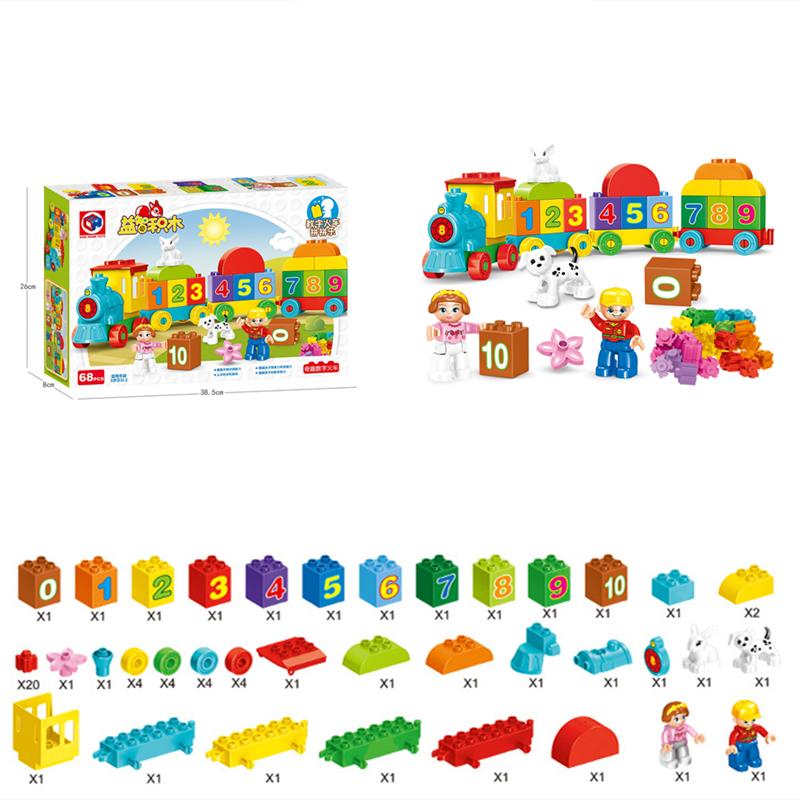 68 szt./zestaw Klocki z dużych elementów Kreatywny pociąg cyfrowy Kolorowe puzzle do wczesnej edukacji Zabawki dla dzieci Prezenty świąteczne