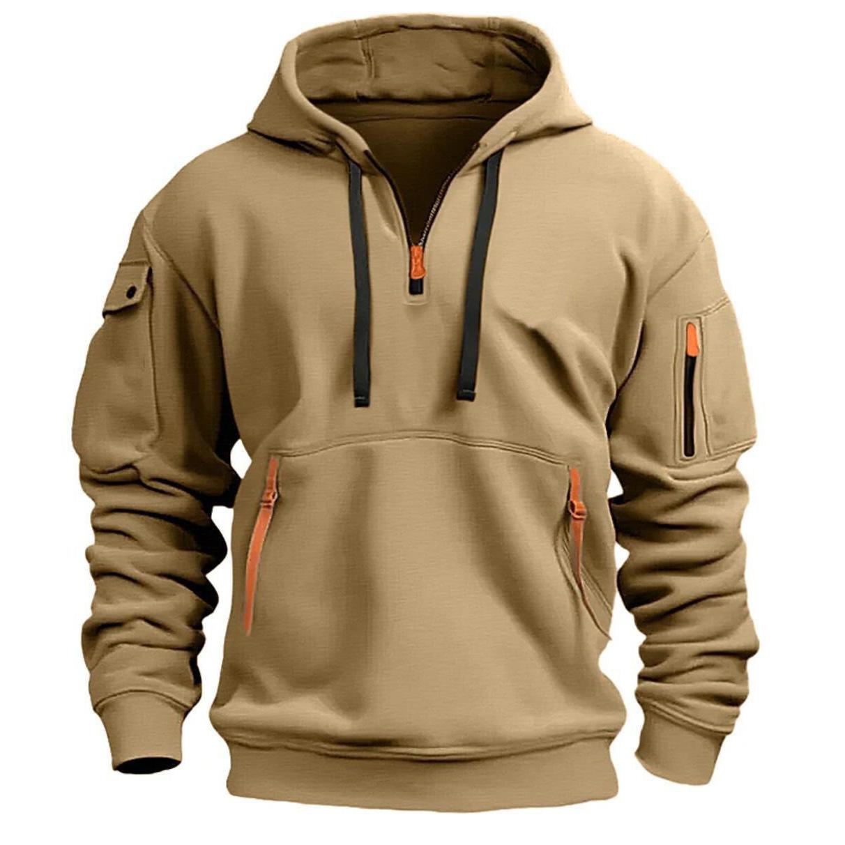 Cloudy and sunny days Men's Sporty Casual Hooded Sweatshirt - Ribbed Cuffs & Hem,  Machine Washable, Solid Color for Hiking & Outdoor Activities 2XL