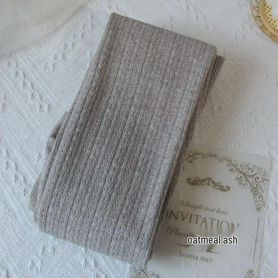 Women's Thickened Japanese Style Cable Knit White Tights with Plus Velvet & Warm Milk White JK Socks for Autumn/Winter