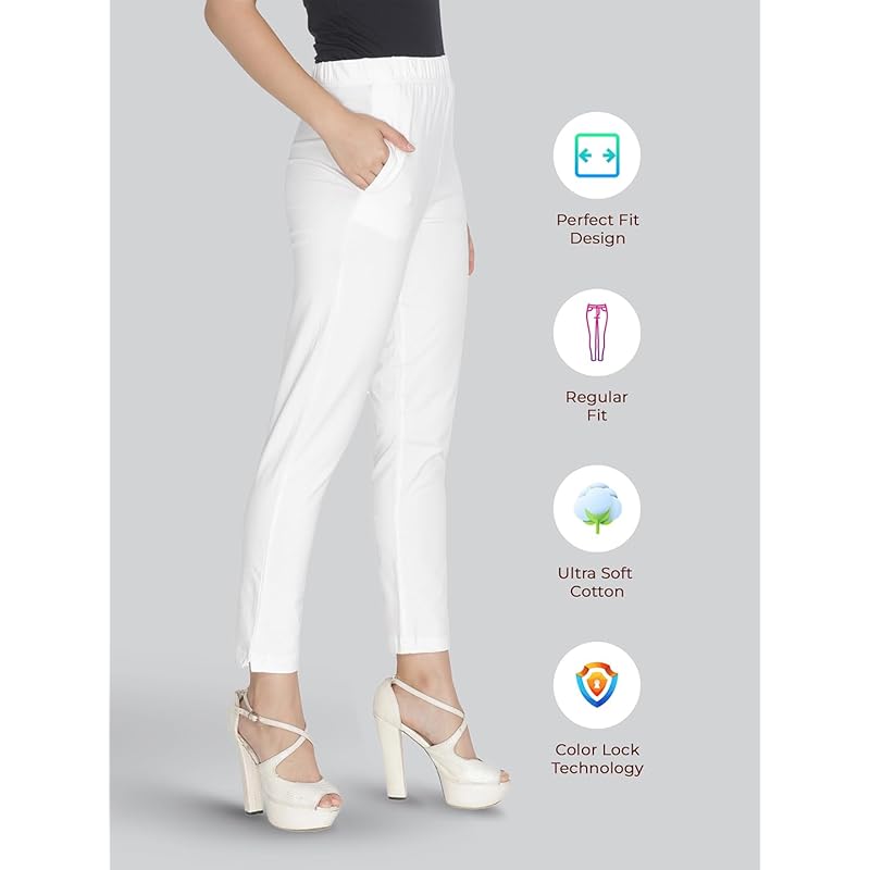 Lyra Women Solid Premium Cotton Kurtipant | Mid-Waist | Fashionwear L