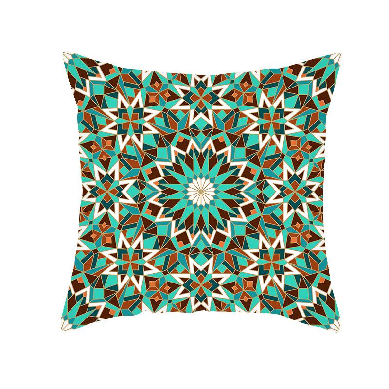 Bohemian Printed Peach Skin Velvet Pillow Cover Colorful Geometric Abstract Ethnic Style Pillow Cover