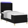 Box Spring Bed with LED Light Strips Black 90 X 200 Cm Fabric