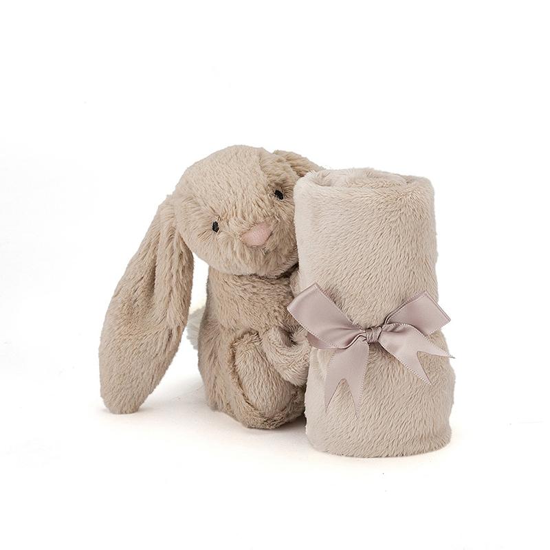 JELLYCAT Bonnie Rabbit series animal shy rabbit pacifier towel cute beige brown doll plush doll sitting height 13cm high