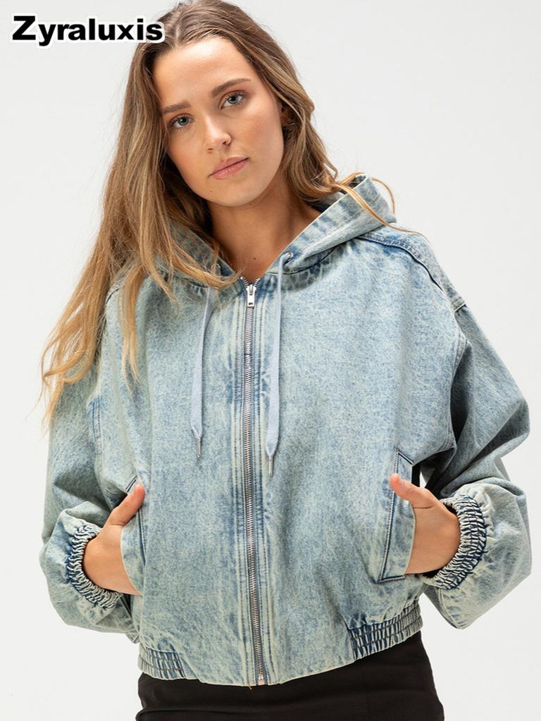 Autumn New Style Denim Jacket Women's Fashion Casual Hooded Denim Coat