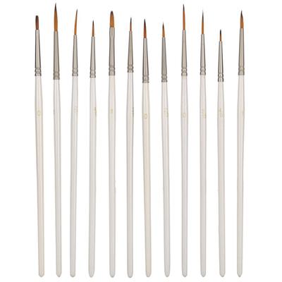 12PCs Nylon Brush Drawing Pen Art Supplies Painting Tool White Wooden Rod for Craft Collection