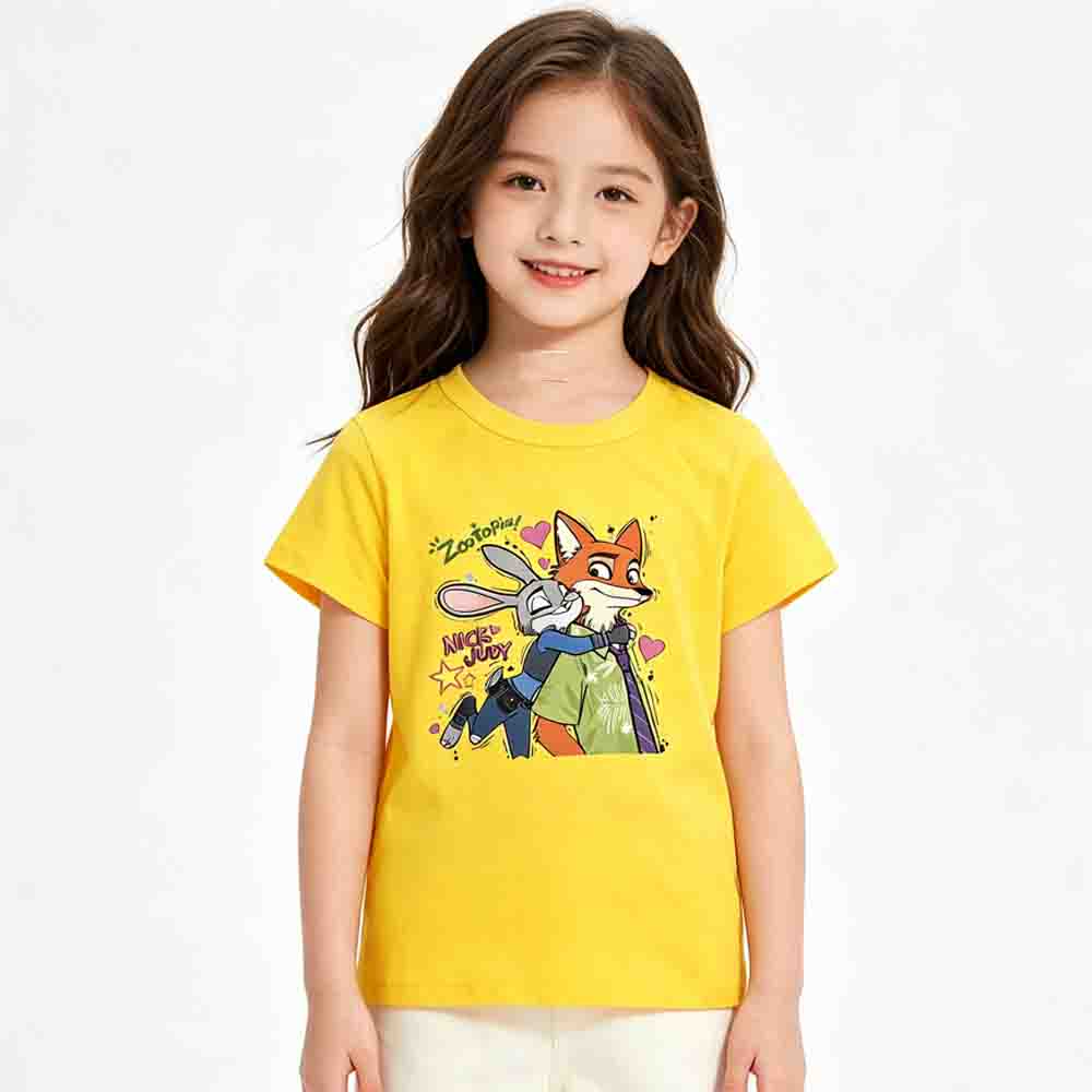 

Kids Zootopia 2 Nick Judy Printing Cotton Tshirt 170cm
