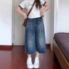 Women's High Waisted Vintage Washed Denim Capri Pants Loose Wide Leg Cropped Jeans Casual Streetwear
