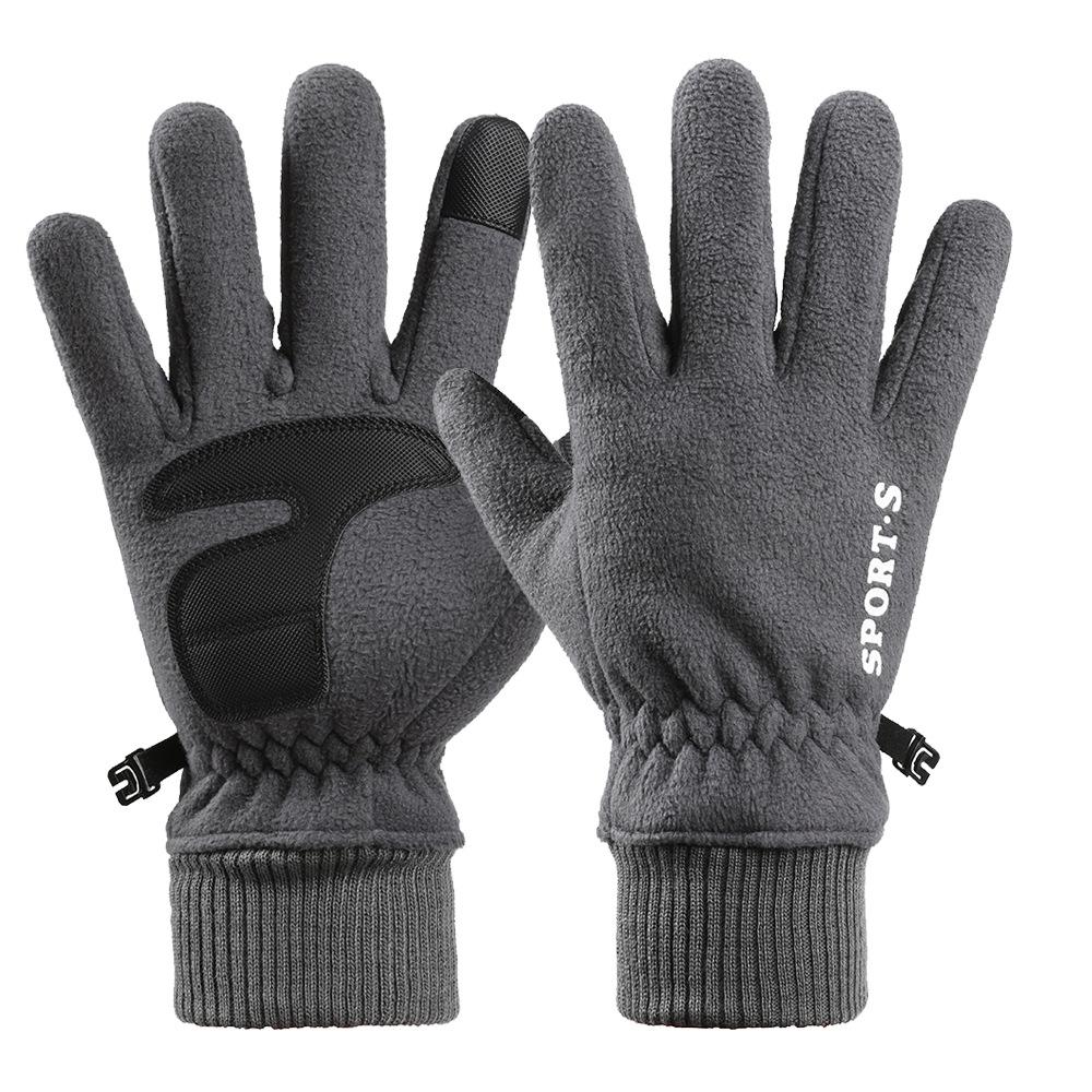 Warm Gloves for Men In Winter Plus Velvet Thickened Warm Touch Screen Non Slip Outdoor Riding Double Sided Fleece Gloves