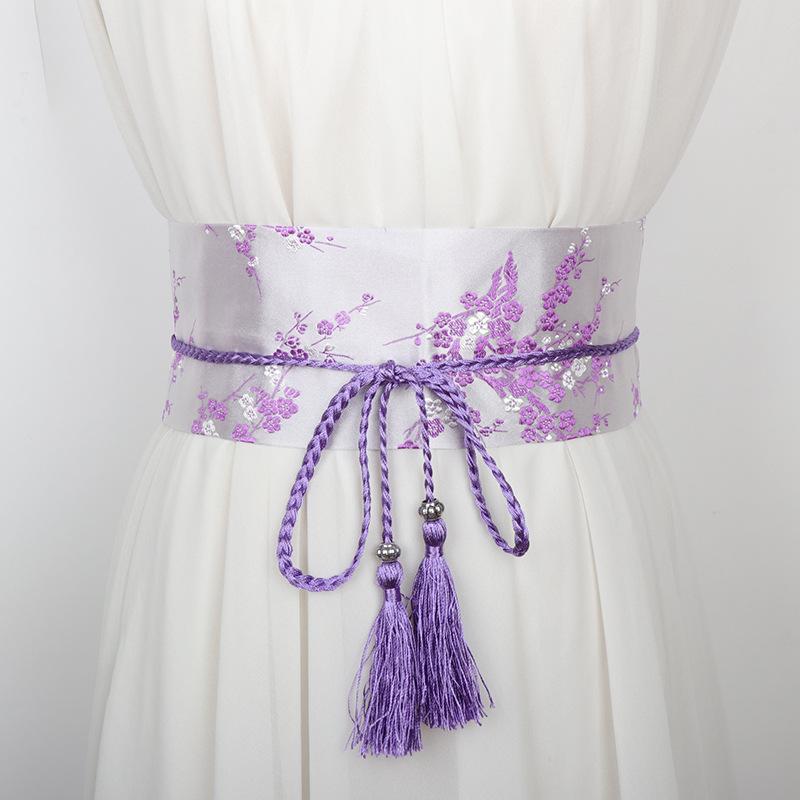Waistband for Women Vintage Embroidery Floral Bow Tie Belt Chic Elegant Design for Evening