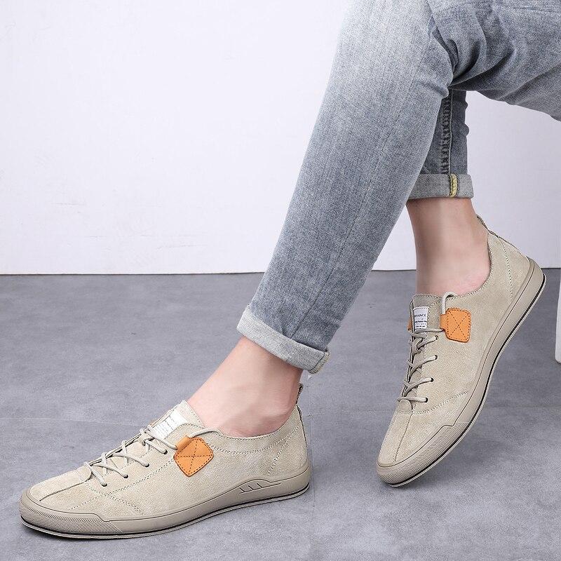 Men Shoes Spring Autumn Casual Outdoor Flats Men Handmade Lace Up Black Shoes For Men Cow Suede Leather Spring Autumn Men Shoes