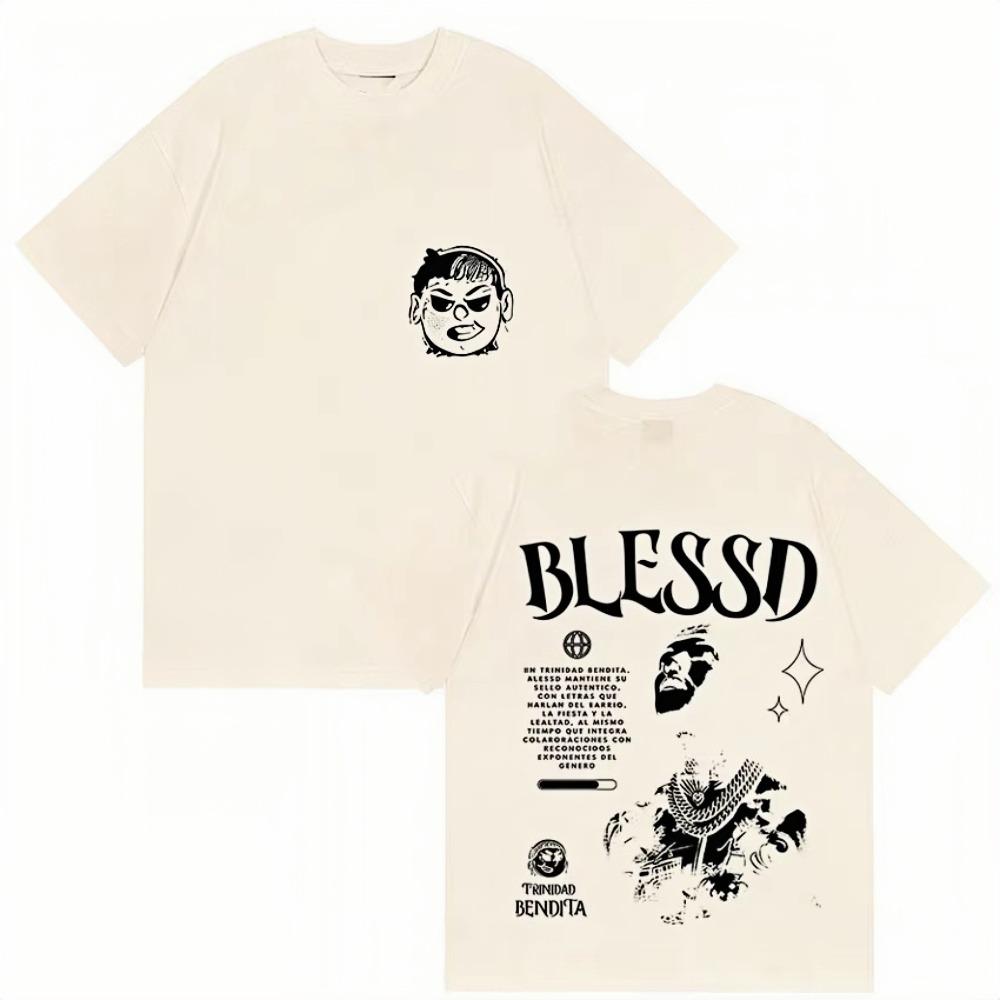 Rapper Blessd Tour 2026 New Album T-Shirt Graphic Print Men Women Pop Music Trend Cotton T-Shirt Fashion Extra Large