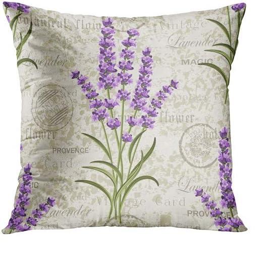 Flowers Lavender Linen Pillowcase Wedding Decorative Pillow Case For Home Pillow Cover 45X45(One Sides)