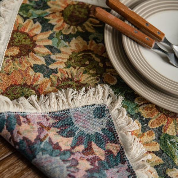 Table Flag Jacquard Sunflower American Tassel Party Decoration American Decoration Porch Cover 9 Styles