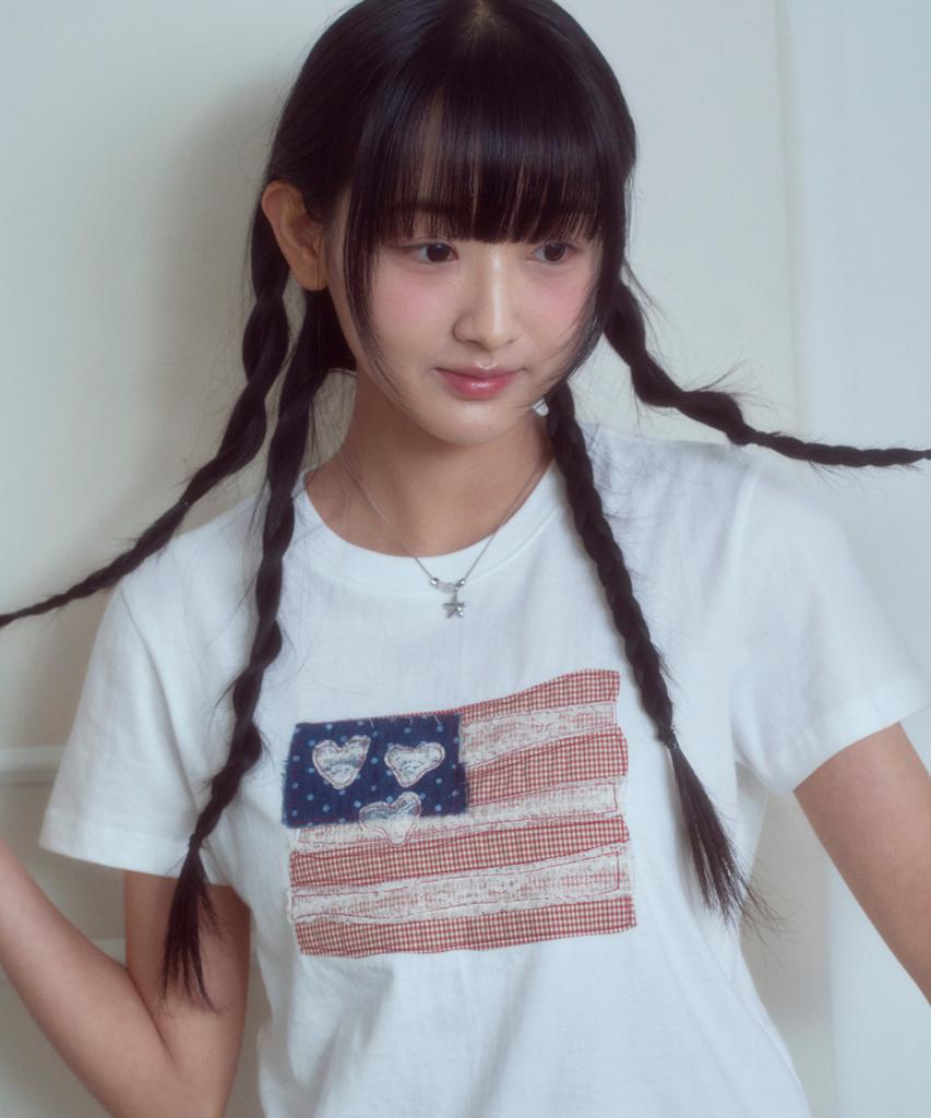 Loginaenloji Usa Banner Lace Patch T-Shirt White