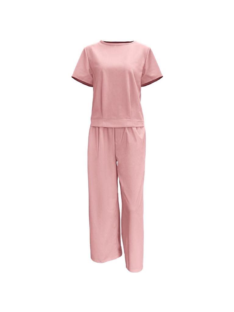 Plus Size Casual Short Sleeve Sportswear Set - Spring/Summer Fashion