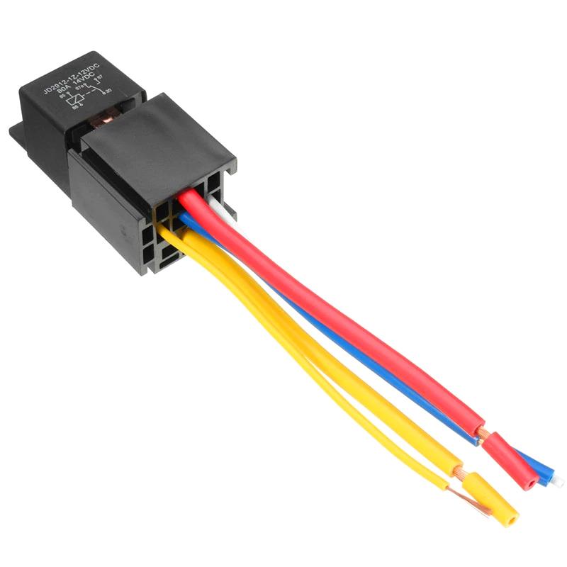 Waterproof 12V 80A 5Pin Dc Amp Spdt Car Relay + Practical Socket Car Starter Automotive Relay Universal Relays