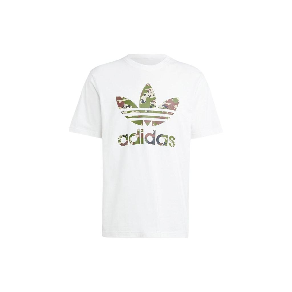 Adidas Originals Letter Logo Print Round Neck Loose Short Sleeve T-Shirt Men Tops White IS2894